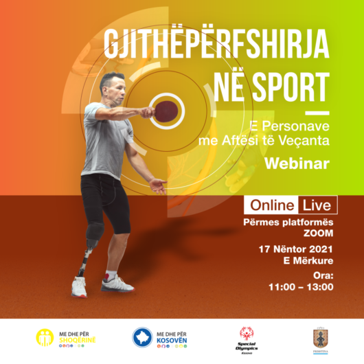 Webinari – Gjithëpërfshirja në Sport e Personave me Aftësi të Veçanta (ENG: The Webinar – Inclusion in Sports of Persons with Disabilities)